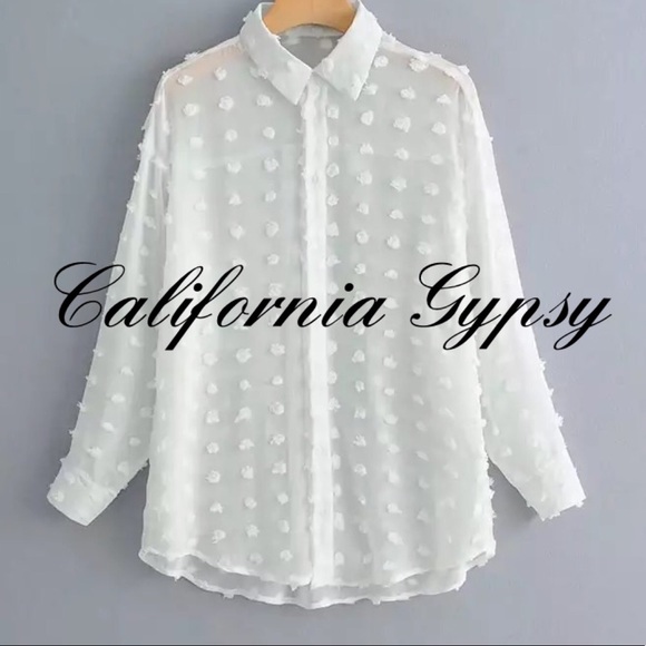 Chenille Polka Dot Boho Chic Blouse - Picture 4 of 16